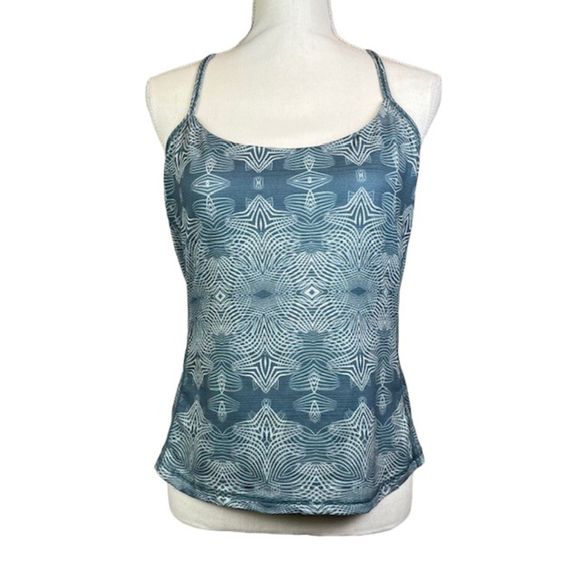 Mountain Hardwear Women's Tank Built in Bra T-Back Adjustable Teal Print L - Picture 1 of 11